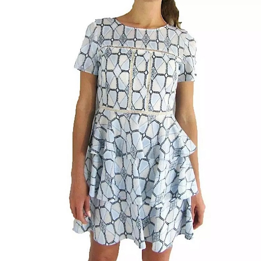 GIANNI BINI: Fit & Flare Ruffled Tiered Skirt Dress Size 4